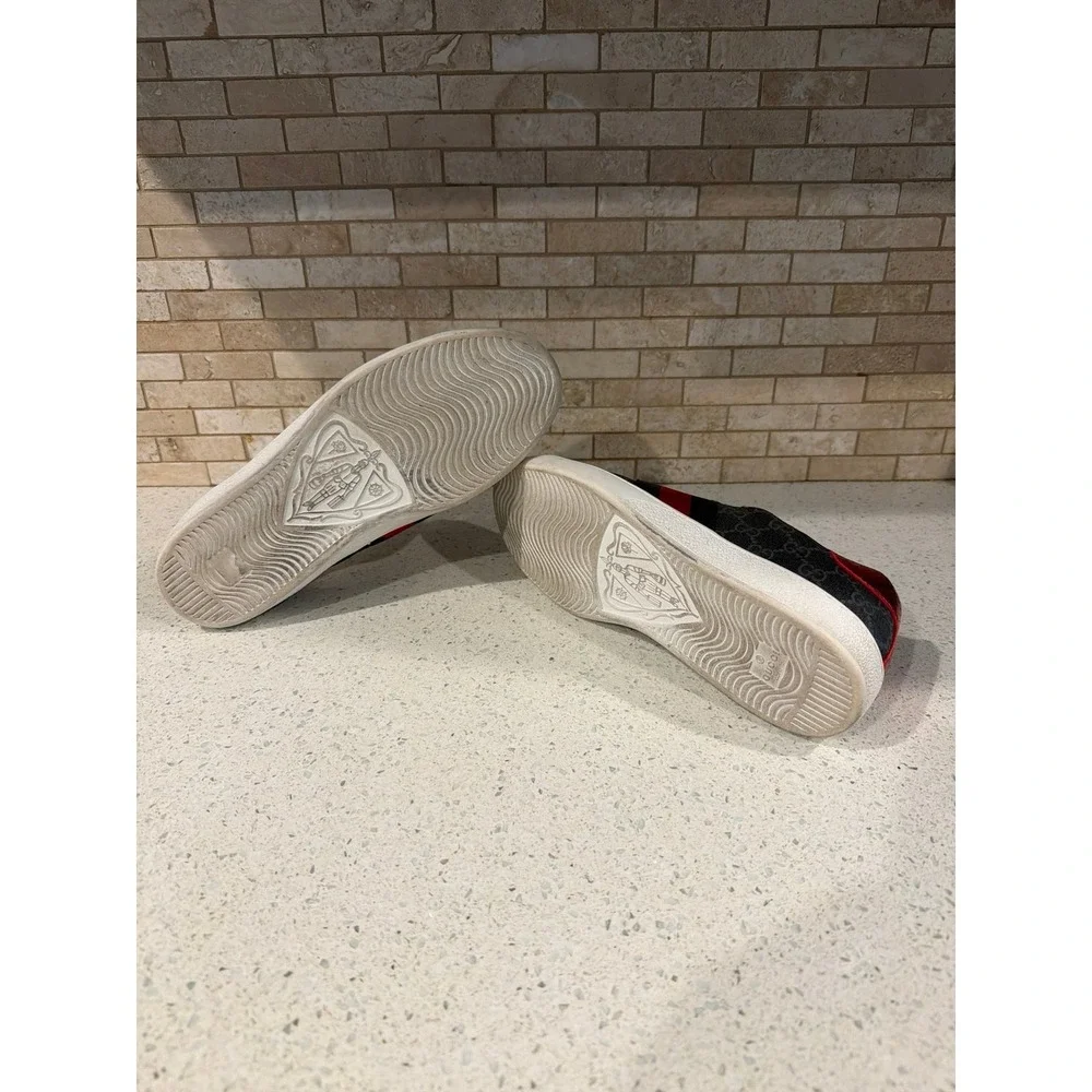 Gucci Ace GG Supreme Sneakers 429445 Gray Black Red Blue Web Stripe Size 10